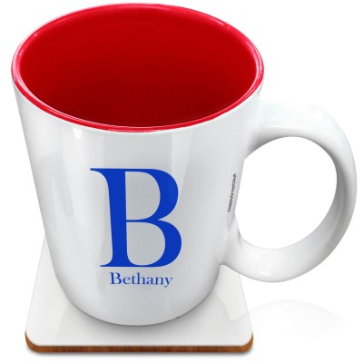 (XL 15oz Red) Royal Blue (Personalised with Text) with 1 matching Square Coaster