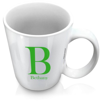 (XL 15oz White) Bright Green (Personalised with Text)