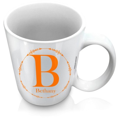 (XL 15oz White) with Circular Ring Theme Burnt Orange (Personalised with Text)