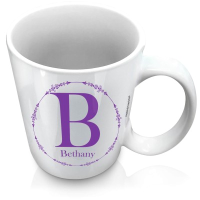 (XL 15oz White) with Circular Ring Theme Purple (Personalised with Text)