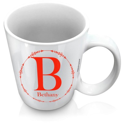 (XL 15oz White) with Circular Ring Theme Red (Personalised with Text)