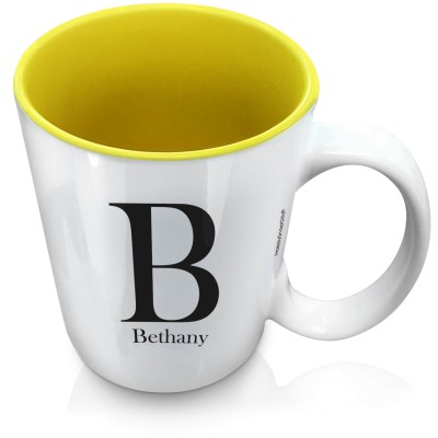 (XL 15oz Yellow) Black (Personalised with Text)