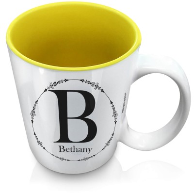 (XL 15oz Yellow) with Circular Ring Theme Black (Personalised with Text)