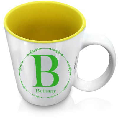 (XL 15oz Yellow) with Circular Ring Theme Bright Green (Personalised with Text)