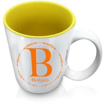 (XL 15oz Yellow) with Circular Ring Theme Burnt Orange (Personalised with Text)