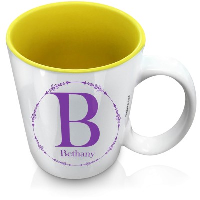 (XL 15oz Yellow) with Circular Ring Theme Purple (Personalised with Text)