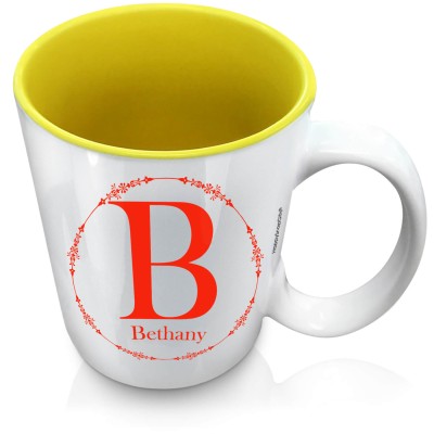 (XL 15oz Yellow) with Circular Ring Theme Red (Personalised with Text)