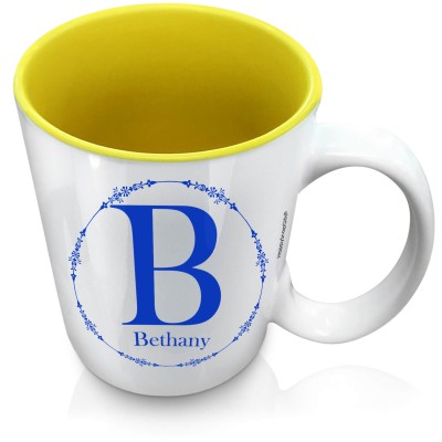 (XL 15oz Yellow) with Circular Ring Theme Royal Blue (Personalised with Text)