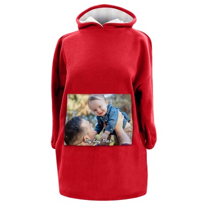 - L (100cm x 85cm) - Red Fleece Fabric (Personalised with Text)