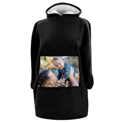 - XXL (140cm x 115cm) - Black Fleece Fabric (Personalised with Text)