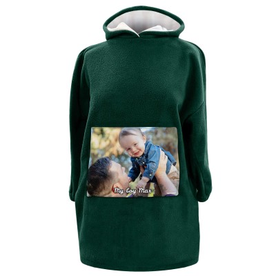 - XXL (140cm x 115cm) - Dark Green Fleece Fabric (Personalised with Text)