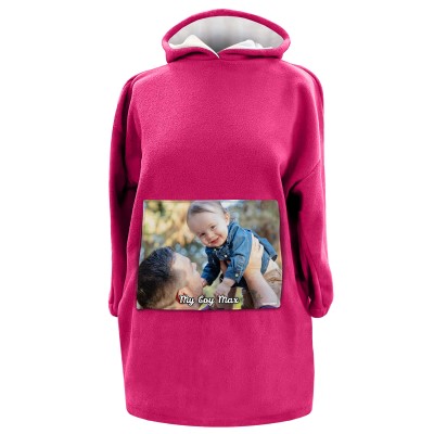 - XXL (140cm x 115cm) - Hot Pink (Fuchsia) Fleece Fabric (Personalised with Text)