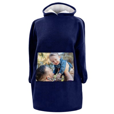 - XXL (140cm x 115cm) - Navy Blue Fleece Fabric (Personalised with Text)