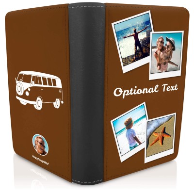 (UK Standard 21cm) (Camper Van Icon) Brown (Personalised with Text)