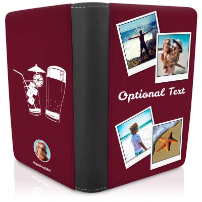 (UK Standard 21cm) (Drinks Icon) Burgundy (Personalised with Text)