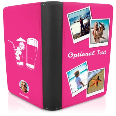 (UK Standard 21cm) (Drinks Icon) Hot Pink (Fuchsia) (Personalised with Text)