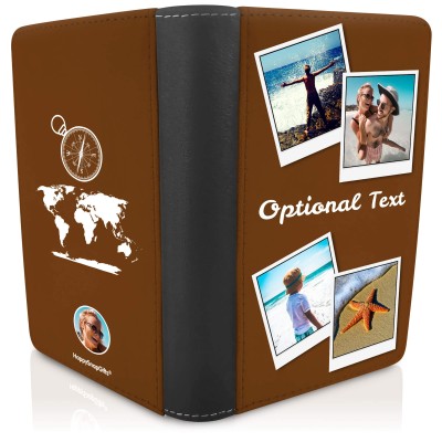 (UK Standard 21cm) (Globe and Compass Icon) Brown (Personalised with Text)