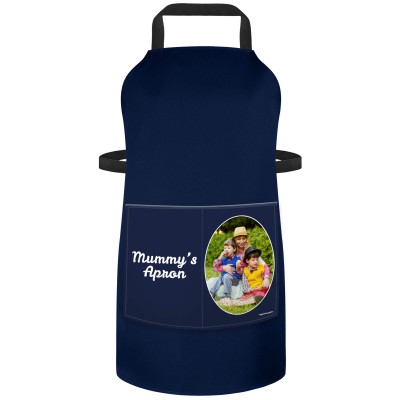 (70cm x 55cm) - Navy Blue Cotton Fabric (Personalised with Text) and Photo Printed Pocket
