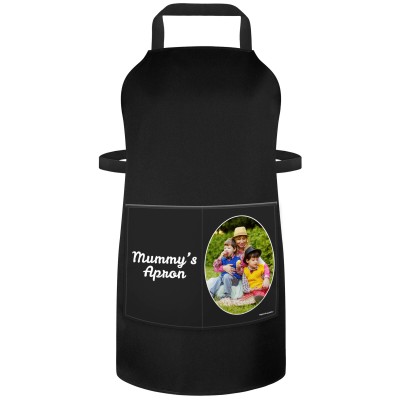 (90cm x 70cm) Black Cotton Fabric (Personalised with Text) and Photo Printed Pocket