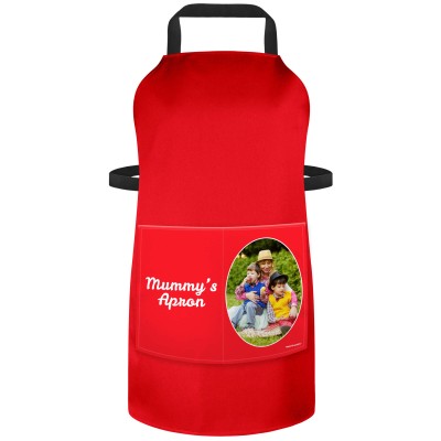 (90cm x 70cm) - Red Cotton Fabric (Personalised with Text) and Photo Printed Pocket