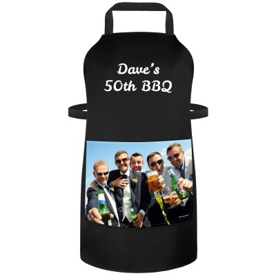 (70cm x 55cm) Black Cotton Fabric (Personalised with Text) and Photo Printed Pocket