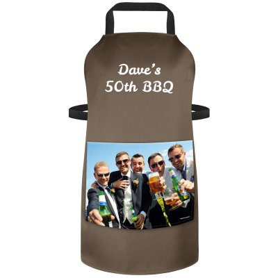 (70cm x 55cm) - Chocolate Luxury Cotton Fabric (Personalised with Text) and Photo Printed Pocket