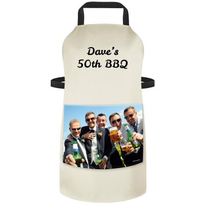 (90cm x 70cm) - Natural Cotton Fabric (Personalised with Text) and Photo Printed Pocket