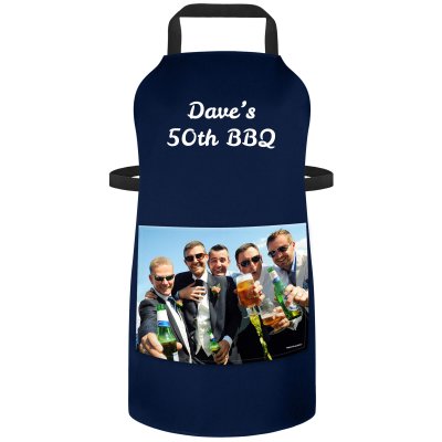 (70cm x 55cm) - Navy Blue Cotton Fabric (Personalised with Text) and Photo Printed Pocket