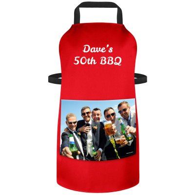 (70cm x 55cm) - Red Cotton Fabric (Personalised with Text) and Photo Printed Pocket