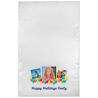 White Navy Blue Towelling (150cm x 70cm) (Personalised with Text)