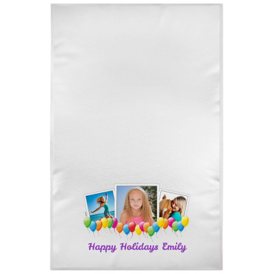 White Purple Towelling (150cm x 70cm) (Personalised with Text)