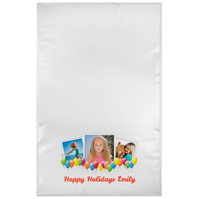 White Red Towelling (150cm x 70cm) (Personalised with Text)