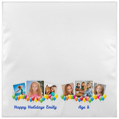 White Royal Blue Towelling (150cm x 100cm) (Personalised with Text)