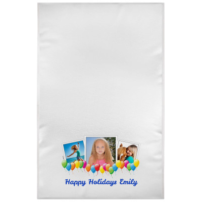 White Royal Blue Towelling (150cm x 70cm) (Personalised with Text)