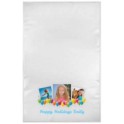 White Sky Blue Towelling (200cm x 70cm) (Personalised with Text)