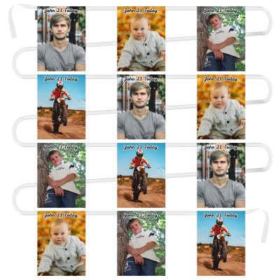 - 5 Metres with 12 Rectangle Flags (28cm) Mock Suede Polyester Fabric (Personalised with Text)
