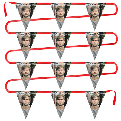 - 5 Metres with 12 Triangle Flags (28cm) Mock Suede Polyester Fabric (Personalised with Text)