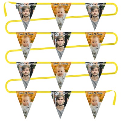 - 5 Metres with 12 Triangle Flags (28cm) Mock Suede Polyester Fabric (Personalised with Text)