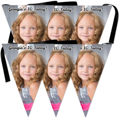 6 Flags (18cm x 13cm) per 150cm DIY Bunting 6 Flags (1 Photo) (Personalised with Text)