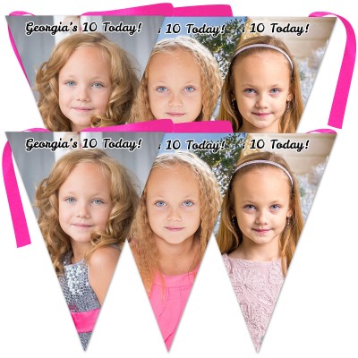 6 Flags (18cm x 13cm) per 150cm DIY Bunting 6 Flags (3 Photos) (Personalised with Text)