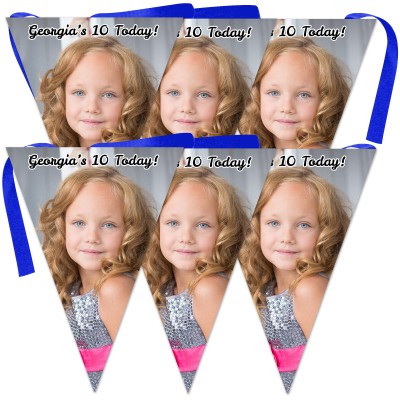 6 Flags (18cm x 13cm) per 150cm DIY Bunting 6 Flags (1 Photo) (Personalised with Text)