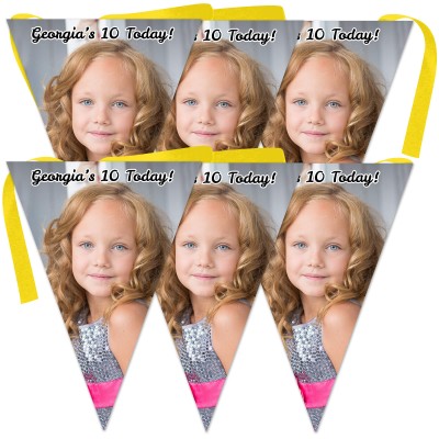 6 Flags (18cm x 13cm) per 150cm DIY Bunting 6 Flags (1 Photo) (Personalised with Text)