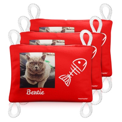 (Rectangle - 12cm x 7cm) Red Soft Velvet Polyester Fabric (Personalised with Text)