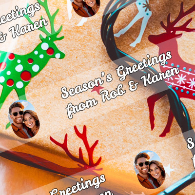 (Striped Design) (Xmas Decorations) 110cm x 55cm (70gsm) (Personalised with Text)