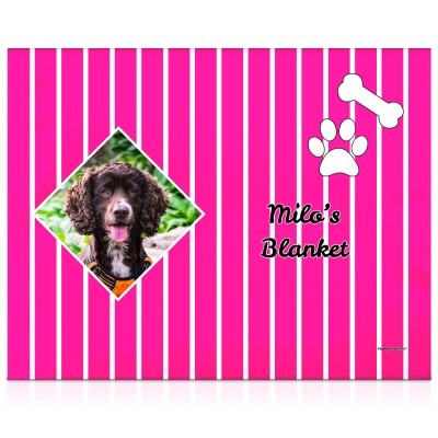 (55cm x 40cm) with Puppy Theme Hot Pink (Fuchsia) Soft Velvet Polyester Fabric (Personalised with Text)