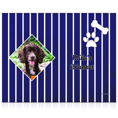 (55cm x 40cm) with Puppy Theme Navy Blue Soft Velvet Polyester Fabric (Personalised with Text)