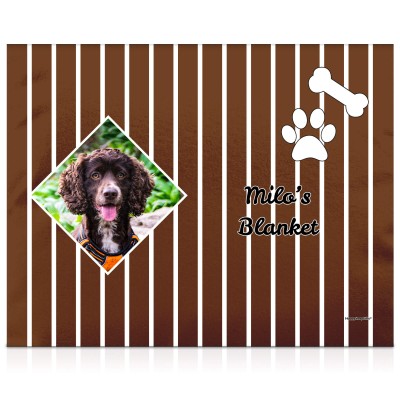 (75cm x 55cm) with Puppy Theme Brown Soft Velvet Polyester Fabric (Personalised with Text)