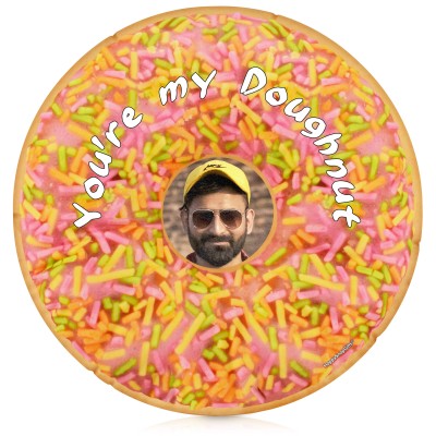 (34cm Circle) with Pink Icing Sprinkle Design Soft Velvet Polyester Fabric (Personalised with Text)