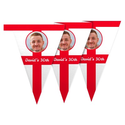 - 1 Metre with 8 Flags (20cm) with St George's Cross Design Mock Suede Polyester Fabric (Personalised with Text)