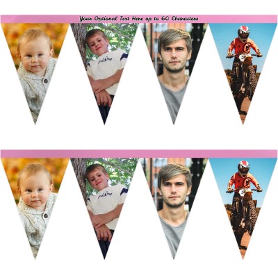 - 1 Metre with 8 Flags (20cm) Baby Pink Mock Suede Polyester Fabric (Personalised with Text)